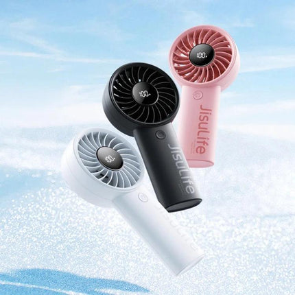 JisuLife Life4 Rechargeable Handheld Fan for Daily Cooling – compact portable fans in white black and pink for commuting outdoor and desk use