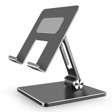 Desktop Adjustable Folding Stand for Tablets and Phones on desk, metal adjustable holder for tablets and phones, angled ergonomic support