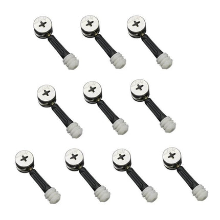 3 In 1 Furniture Connector Set For Easy Assembly 40mm And 35mm - pack of 10 black and silver connectors for shelves, cabinets, modular units