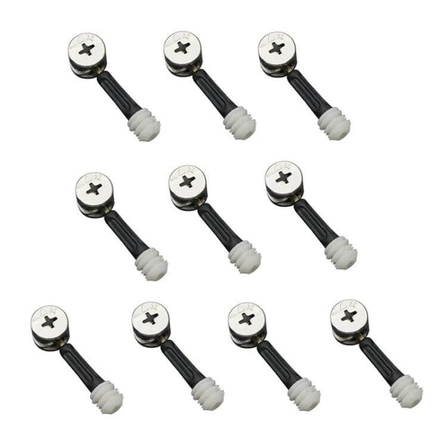 3 In 1 Furniture Connector Set For Easy Assembly 40mm And 35mm - pack of 10 black and silver connectors for shelves, cabinets, modular units