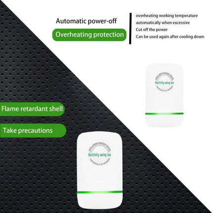Efficient Portable Energy Saver for Home Electricity Management white plug-in device with overheating protection and flame retardant shell