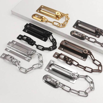 Stainless Steel Anti-Theft Door Chain for Home Security displayed in multiple finishes on white background