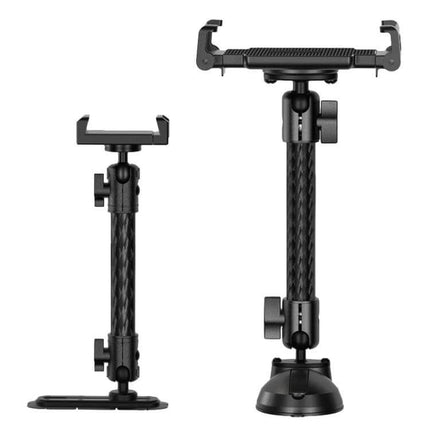 Car Phone Mount Extension Arm Carbon Fiber 360 Degree Swivel - adjustable double-socket arm for dash, windshield, roof or console mounting
