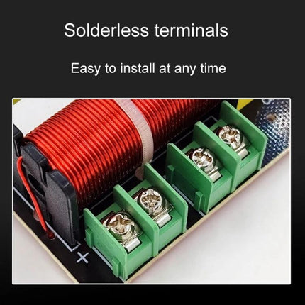 Magenta-2 2-Way Crossover for Bookshelf Speaker Audio Systems showing solderless terminals and coil for DIY speaker setup