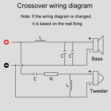 Magenta-2 2-Way Crossover for Bookshelf Speaker Audio Systems wiring diagram showing components L, C, R for bass and tweeter crossover