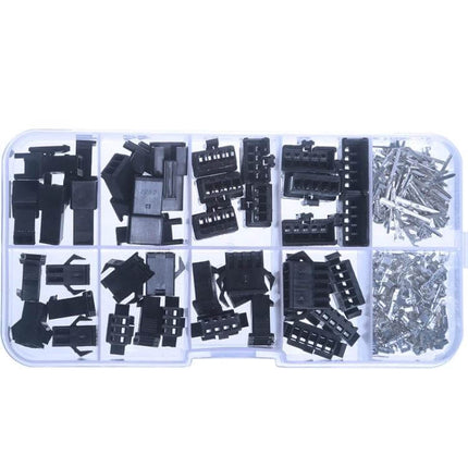 JST-SM 2.54mm Header Connectors Set 2-5Pin For Hobby Electronics — compartmented kit with 2-5 pin black housings and pins