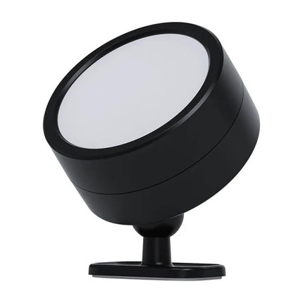 A Magnetic LED Light for Home Cabinets and Night Use - compact black magnetic puck lamp with adjustable swivel base for cabinet and bedside lighting