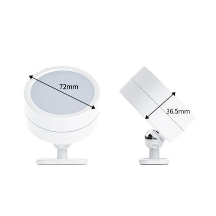 A Magnetic LED Light for Home Cabinets and Night Use white round puck light with magnetic base showing 72mm and 36.5mm dimensions