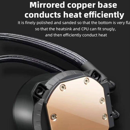 Coolmoon ARGB Integrated CPU Cooler for Multiple Platforms with mirrored copper base and braided tubes for efficient heat conduction