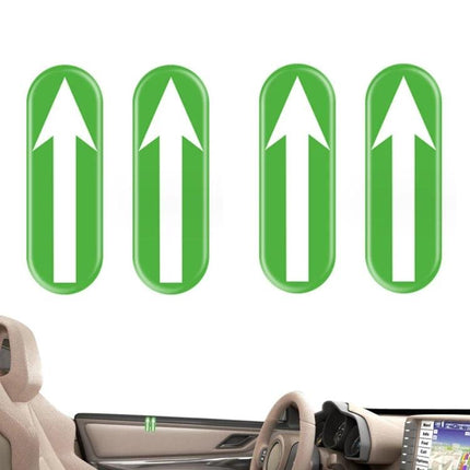 Fluorescent Driving Assistance Sticker for Car Interiors, 2 Pairs - green glowing arrow PVC 6x2cm placed on dashboard and door panel