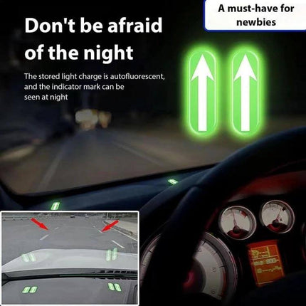 Fluorescent Driving Assistance Sticker for Car Interiors, 2 Pairs glowing PVC dashboard markers to locate controls in low light