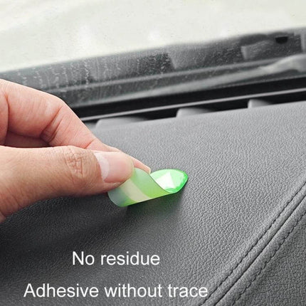Fluorescent Driving Assistance Sticker for Car Interiors, 2 Pairs - hand peeling glowing PVC sticker on dashboard showing no residue