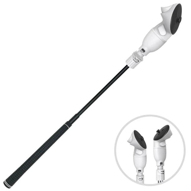 Adjustable VR Golf Club for Meta Quest 3S and 3 Controllers – black shaft with white controller attachment for immersive VR golf play