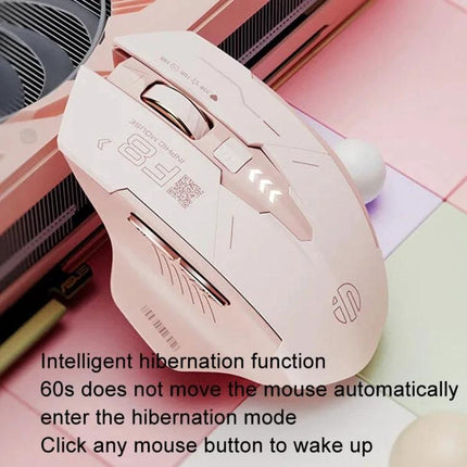 Inphic Wireless Ergonomic Gaming Mouse for Computer Tasks - pink wireless ergonomic mouse showing DPI button and contoured design for reduced wrist strain