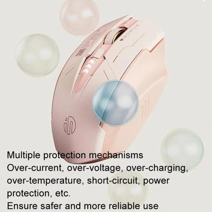 Inphic Wireless Ergonomic Gaming Mouse for Computer Tasks – pink wireless ergonomic mouse with adjustable DPI and multi protection features