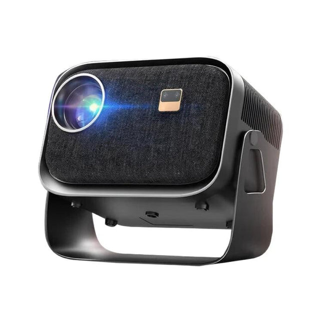 Portable Mini Projector for Home Theater with Screen Mirroring black compact projector with lens lit for living room movie nights