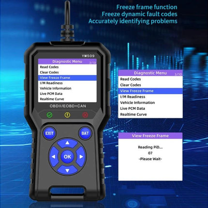 Practical Tool for Daily Car Maintenance and Roadside Checks - handheld OBD2 scanner showing diagnostic menu for reading and clearing fault codes