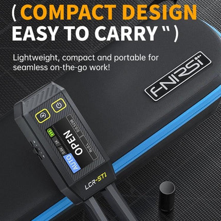 FNIRSI Digital Tweezers for Component Resistance and Capacitance Testing - compact portable LCR meter with case for precise component diagnostics
