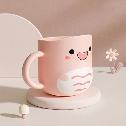 Cute Dinosaur Cup for Baby's Daily Home Hydration - pink thickened PP toddler cup with handle, spill‑resistant spout for independent sipping