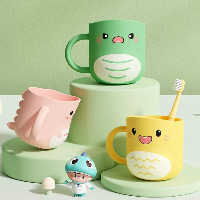 Cute Dinosaur Cup for Baby's Daily Home Hydration with green, yellow, and pink spill‑resistant toddler mugs designed for easy gripping and controlled flow