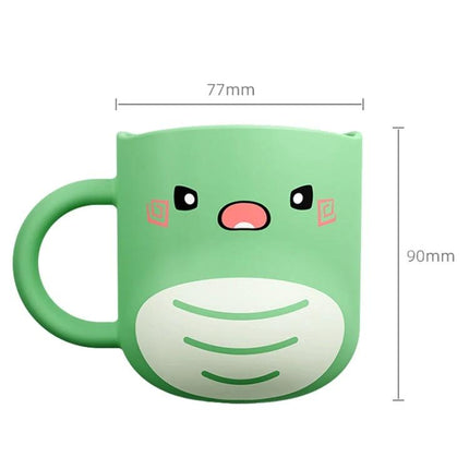 Cute Dinosaur Cup for Baby's Daily Home Hydration - green thickened PP toddler cup with handle, spill‑resistant sip design, 77x90mm