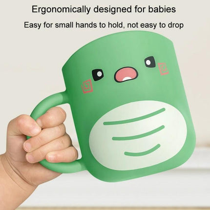 Cute Dinosaur Cup for Baby's Daily Home Hydration - green ergonomic dinosaur baby cup with handle for easy small-hand grip, spill-resistant thickened PP design