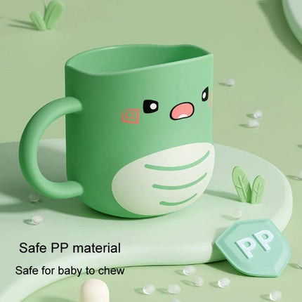Cute Dinosaur Cup for Baby's Daily Home Hydration - green thickened PP toddler cup with handle, spill-resistant spout for easy independent sipping