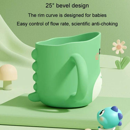 Cute Dinosaur Cup for Baby's Daily Home Hydration - green dinosaur baby training cup with 25° bevel rim, easy flow control and anti-choking design