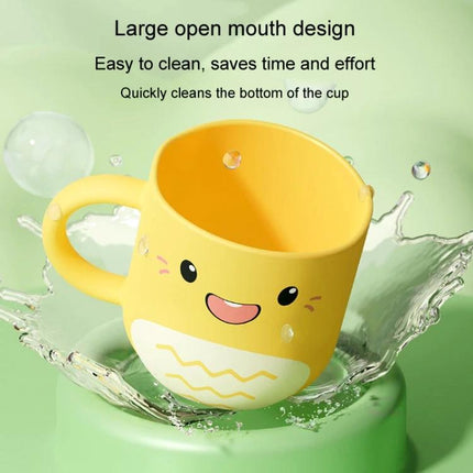 Cute Dinosaur Cup for Baby's Daily Home Hydration - yellow dinosaur baby cup with large open mouth, easy-clean thickened PP, spill-resistant handles