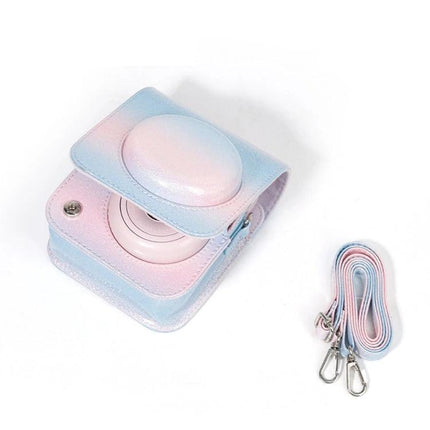 Colorful Starry Sky Protection Bag for Fujifilm Instax Mini 12 in pastel gradient PU with detachable strap, protects camera from scratches and dust