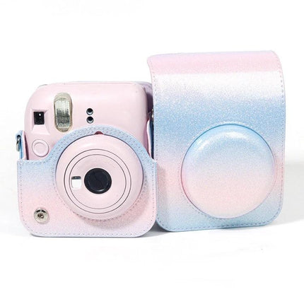 Colorful Starry Sky Protection Bag for Fujifilm Instax Mini 12 - pastel glitter PU camera case protecting Instax Mini 12 during travel and family outings