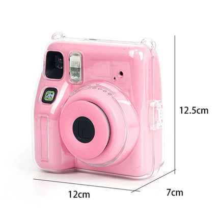 Crystal Protective Case Set for Fujifilm Instax Mini SE with Strap - Clear hard case with strap for pink Instax Mini SE, protects while shooting