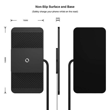 Car Wireless Charger Mat Anti Slip Silicone For Armrest - black non-slip silicone wireless charging mat for car armrest with slim cable (78mm x 158mm)