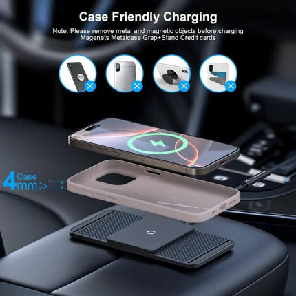 Car Wireless Charger Mat Anti Slip Silicone For Armrest on car armrest charging phone with case friendly 4mm fit, anti-slip silicone mat