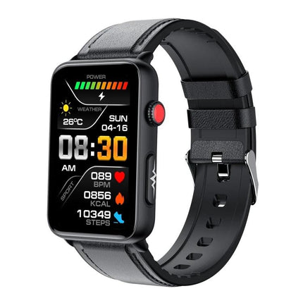 Watch for Everyday Health Monitoring and Daily Activities - black fitness smartwatch showing time, heart rate, calories and step count