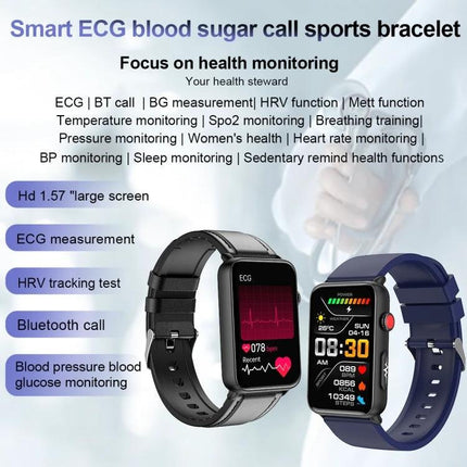 Watch for Everyday Health Monitoring and Daily Activities - smartwatch showing ECG, HRV, blood pressure, SpO2 and activity tracking on large screen