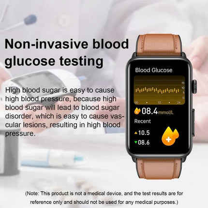 Watch for Everyday Health Monitoring and Daily Activities showing non-invasive blood glucose reading on smartwatch display