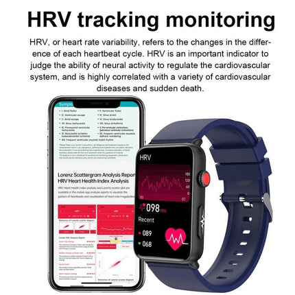 Watch for Everyday Health Monitoring and Daily Activities showing smartwatch with HRV, heart rate and sleep data on screen