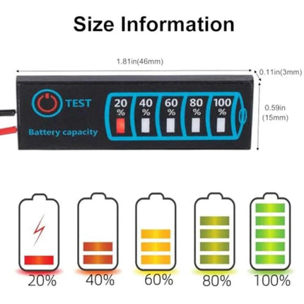 LED Display Board for Monitoring Battery Voltage and Electricity compact panel showing 20-100% battery capacity indicators for DIY projects