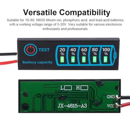 LED Display Board for Monitoring Battery Voltage and Electricity compact 5V-30V battery capacity indicator for DIY RC and power banks
