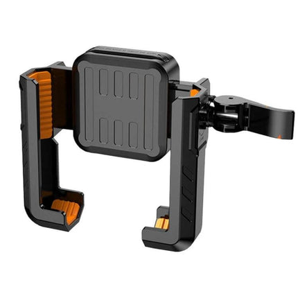 Semi-Wrapped Motorcycle Phone Holder for Hands-Free Navigation — black ABS bracket with silicone grips for one-hand mounting and secure phone navigation