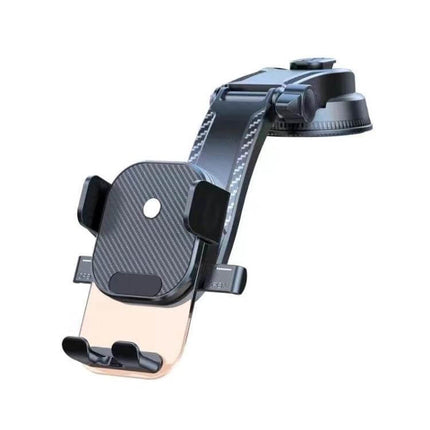 Car Phone Holder With Automatic Lock Dashboard Mount - gravity clamp, ABS silicone, bottom charging port, hands-free dash phone holder