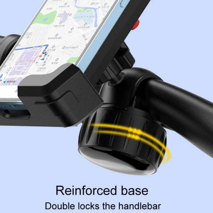 Motorcycle Bicycle Riding Navigation Cell Phone Holder for Handlebar reinforced base with 360° rotation and secure double-lock mount