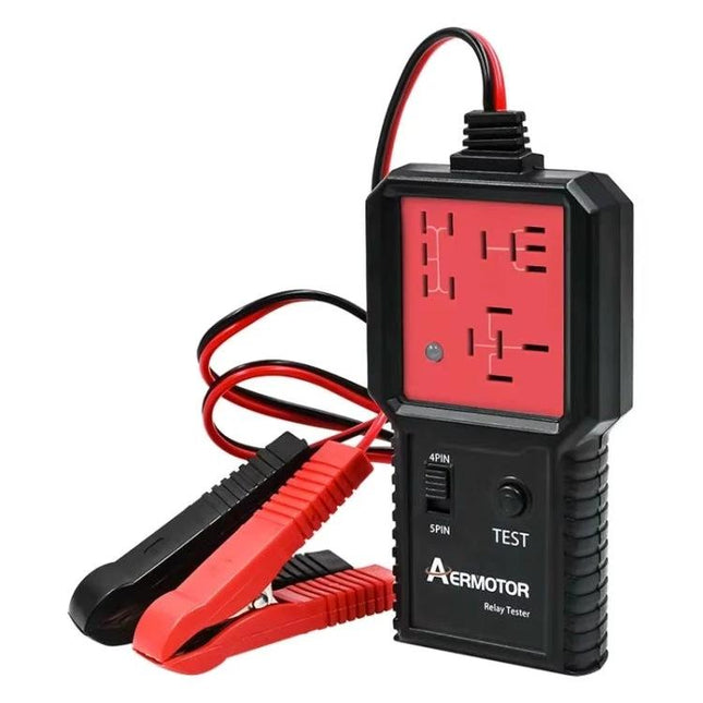 Versatile Tool for Testing Car Relays in Daily Maintenance - handheld relay tester with battery clips checking lights wipers starters