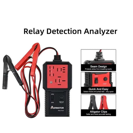 Versatile Tool for Testing Car Relays in Daily Maintenance - compact relay detection analyzer with alligator clips and digital display