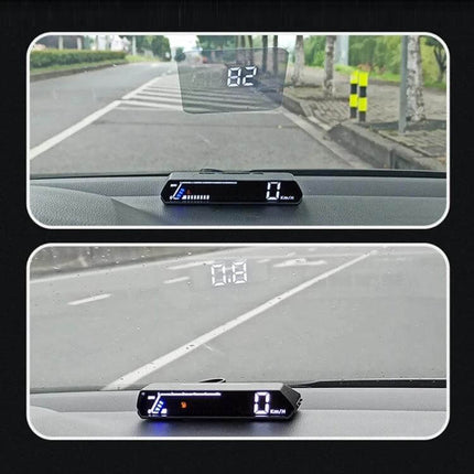 Head-up Display for Vehicle Speed and Temperature Monitoring projecting speed and temperature onto windshield for safer driving