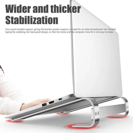 Aluminum Alloy Laptop Stand for 10-18 Inch Desktops - adjustable aluminum stand elevating laptop for ergonomic posture and stable support