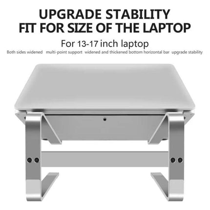Aluminum Alloy Laptop Stand for Elevated Viewing and Heat Dissipation, 13-17 Inches - adjustable silver stand raising 13-17in laptop for cooling and posture
