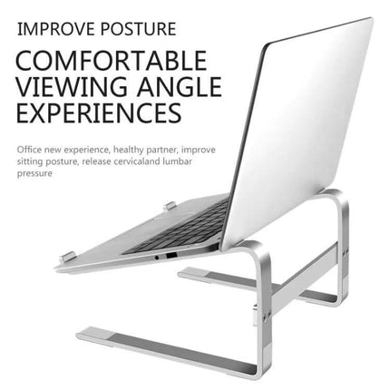 Aluminum Alloy Laptop Stand for Elevated Viewing and Heat Dissipation, 13-17 Inches - silver adjustable desk riser holding laptop to improve posture
