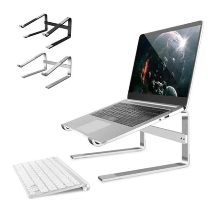 Aluminum Alloy Laptop Stand for Elevated Viewing and Heat Dissipation, 13-17 Inches - adjustable silver desktop riser for improved posture and airflow